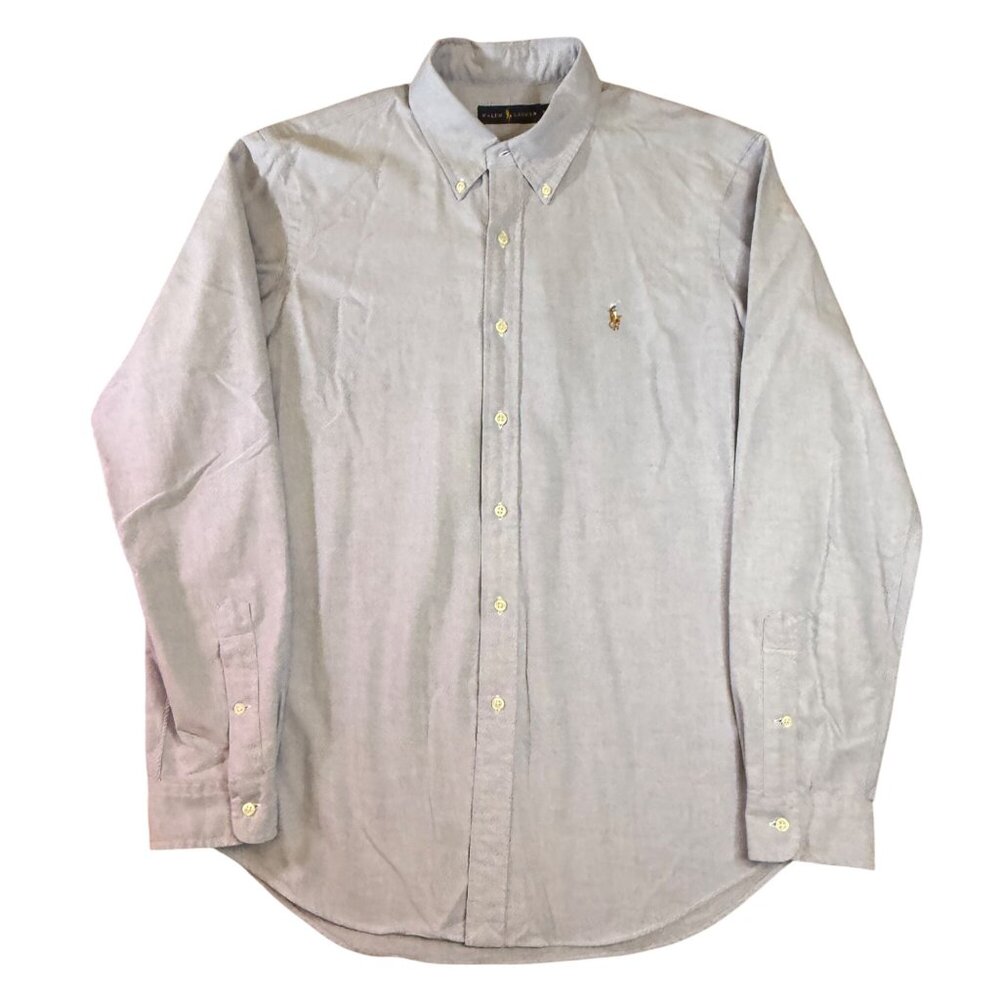 Ralph Lauren Mens Light Blue Long Sleeve Button-Down Shirt Cotton Polo Pony - L